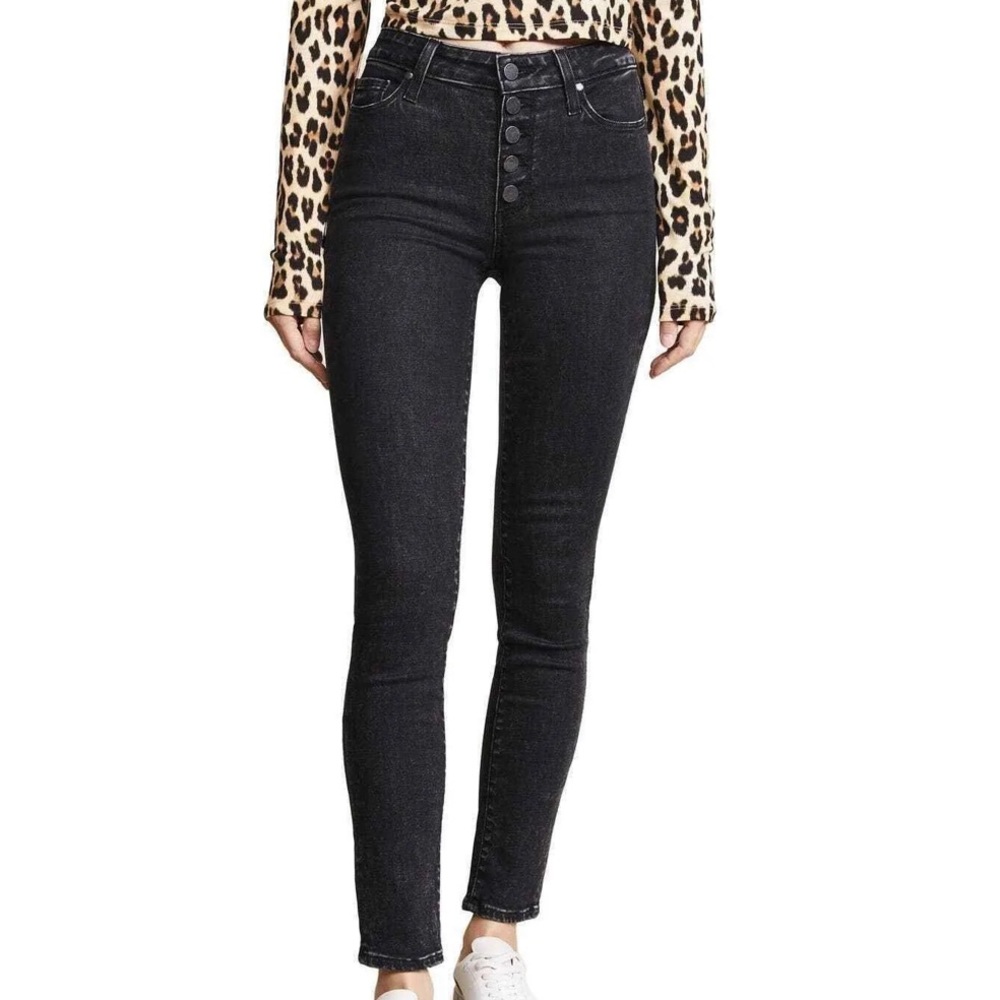 Paige Hoxton Ankle Peg High Rise Skinny Jeans Button Fly